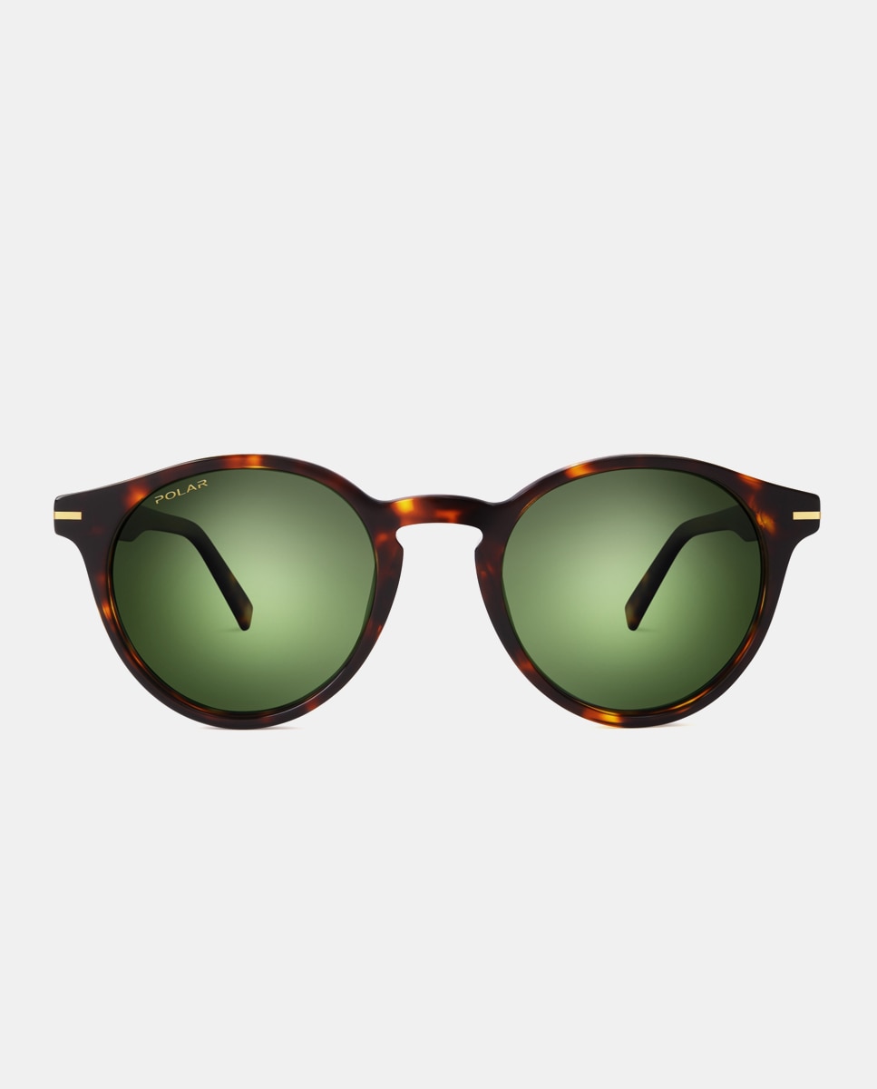 Imagen 0 de Gafas de sol redondas de acetato en tono havana con lentes polarizadas Marrón