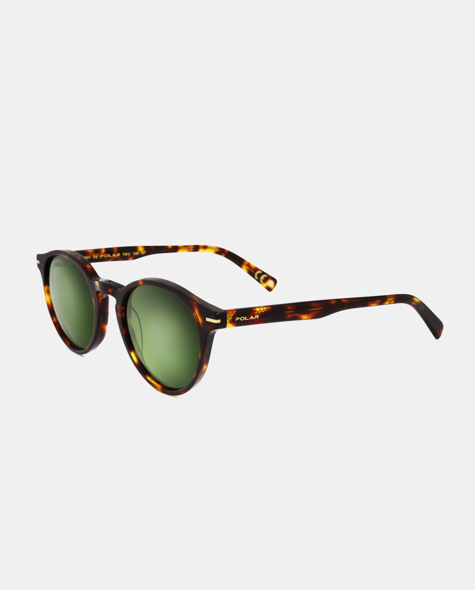Gafas de sol redondas de acetato en tono havana con lentes polarizadas - Marrón Marrón-2