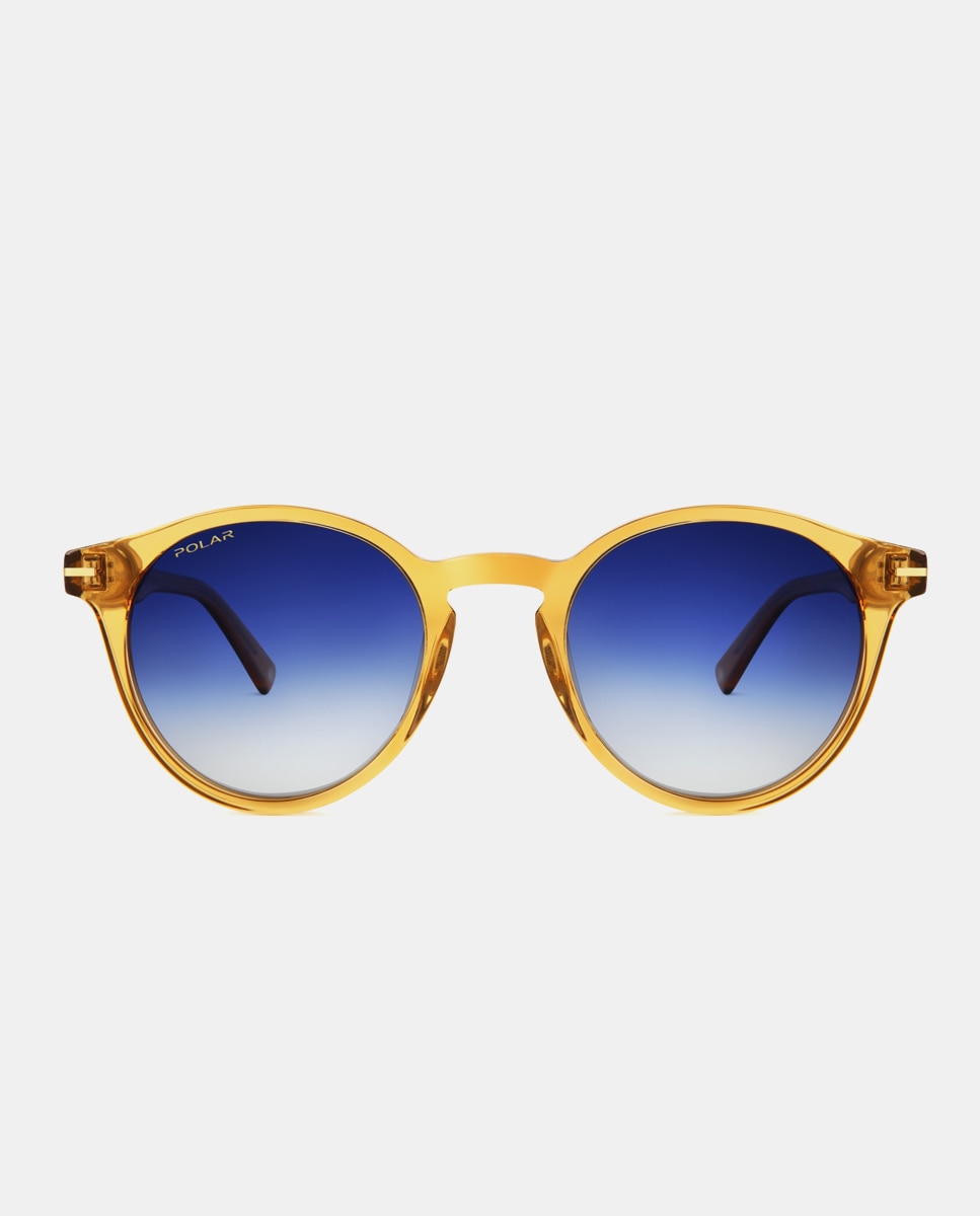 Imagen 0 de Gafas de sol redondas de acetato en tono dorado translucido con lentes polarizadas Oro