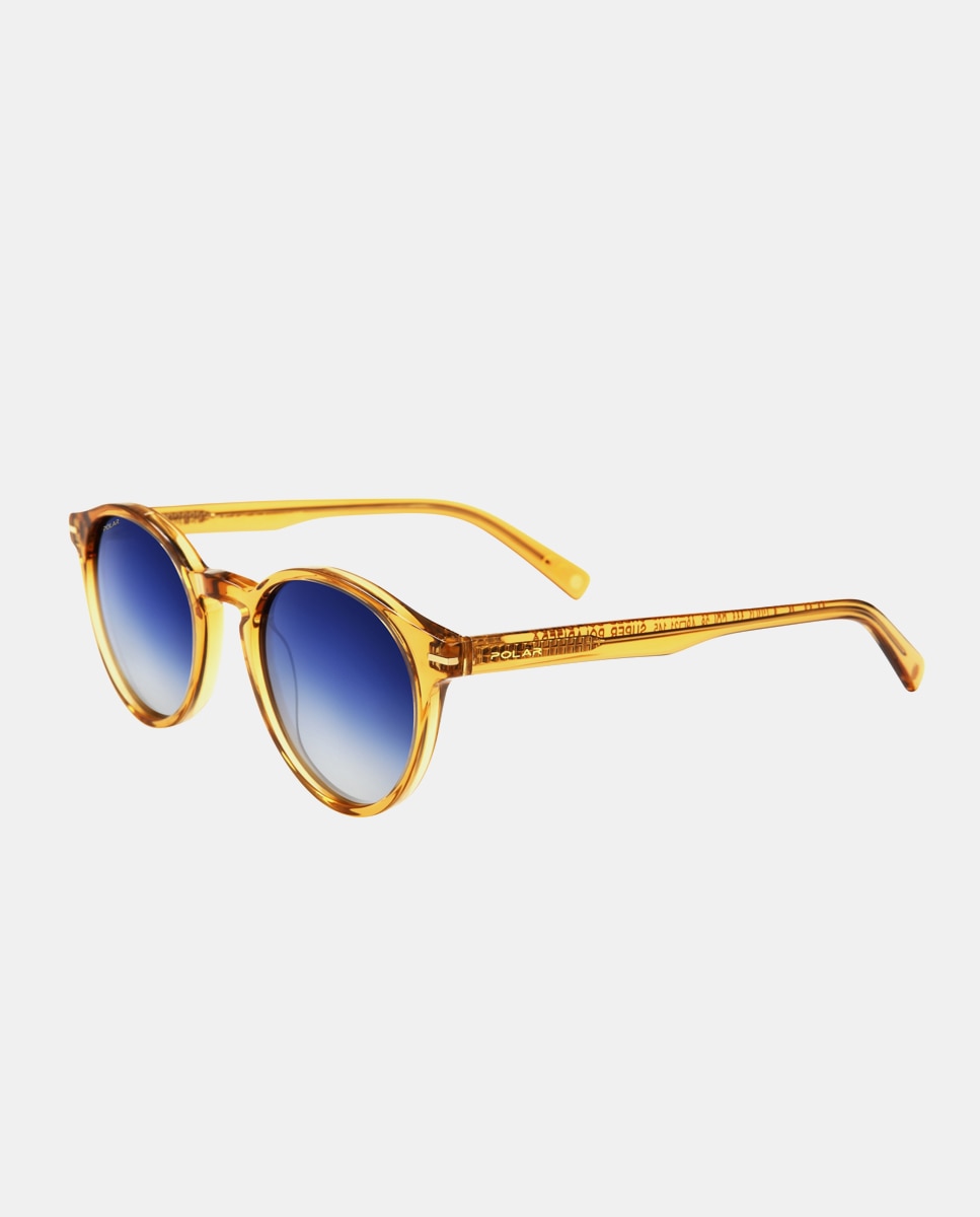 Gafas de sol redondas de acetato en tono dorado translucido con lentes polarizadas - Oro Oro-2