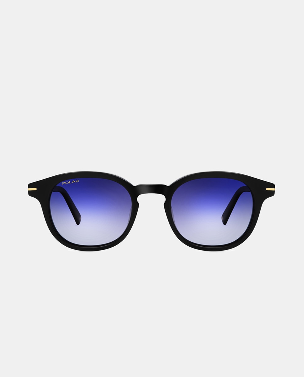 Gafas de sol unisex redondas en acetato - Polar - Negro Negro-1