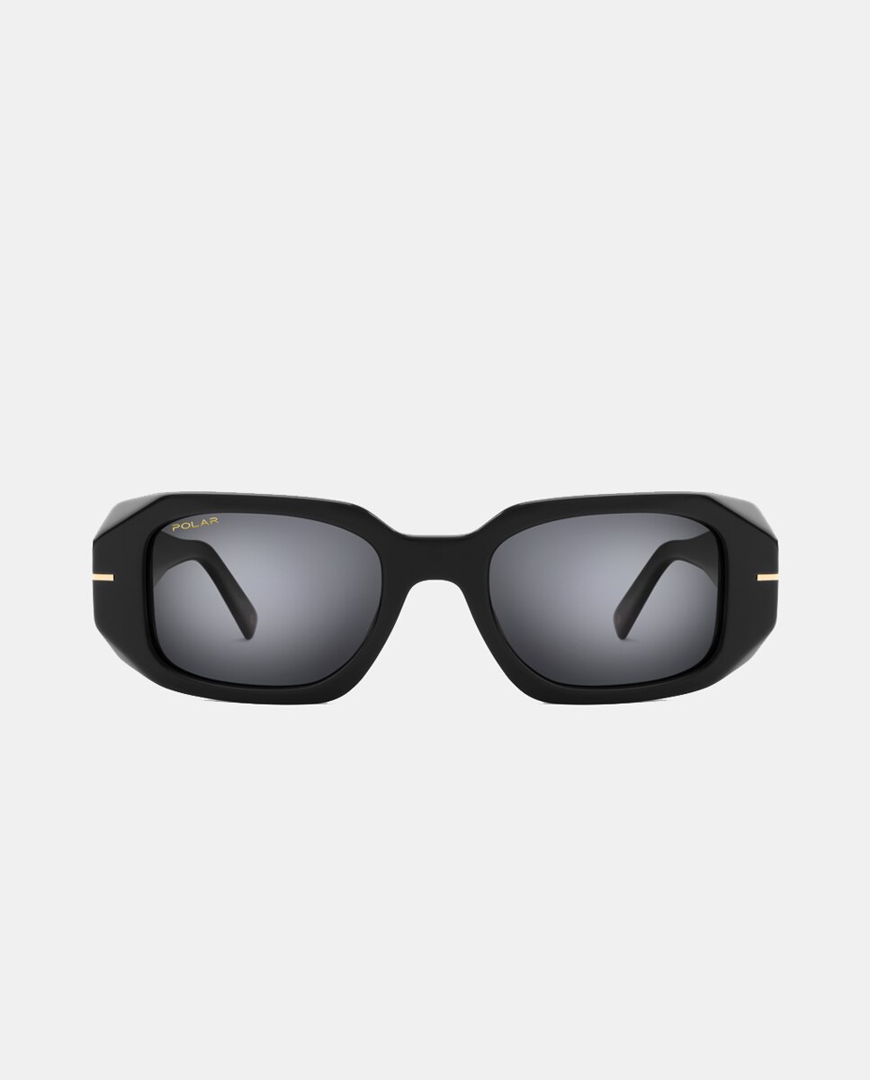 Gafas de sol de mujer rectangular en acetato con lente polarizada - Negro Negro-1