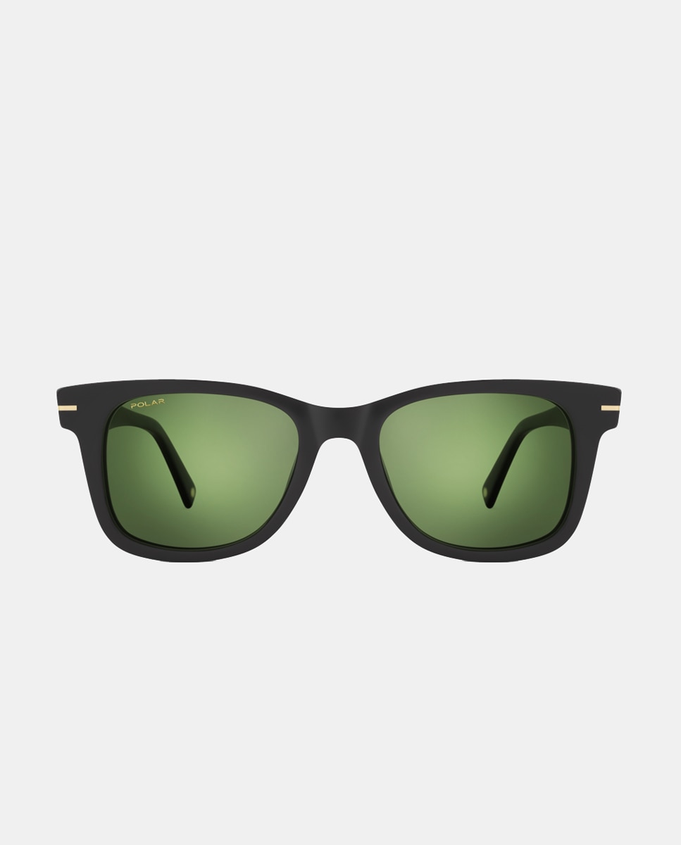Imagen 0 de Gafas de sol unisex rectangular en acetato con lente polarizada Negro