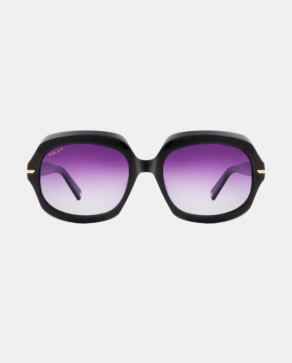 Imagen 0 de Gafa de sol de mujer cuadrada en acetato con lente polarizada Negro