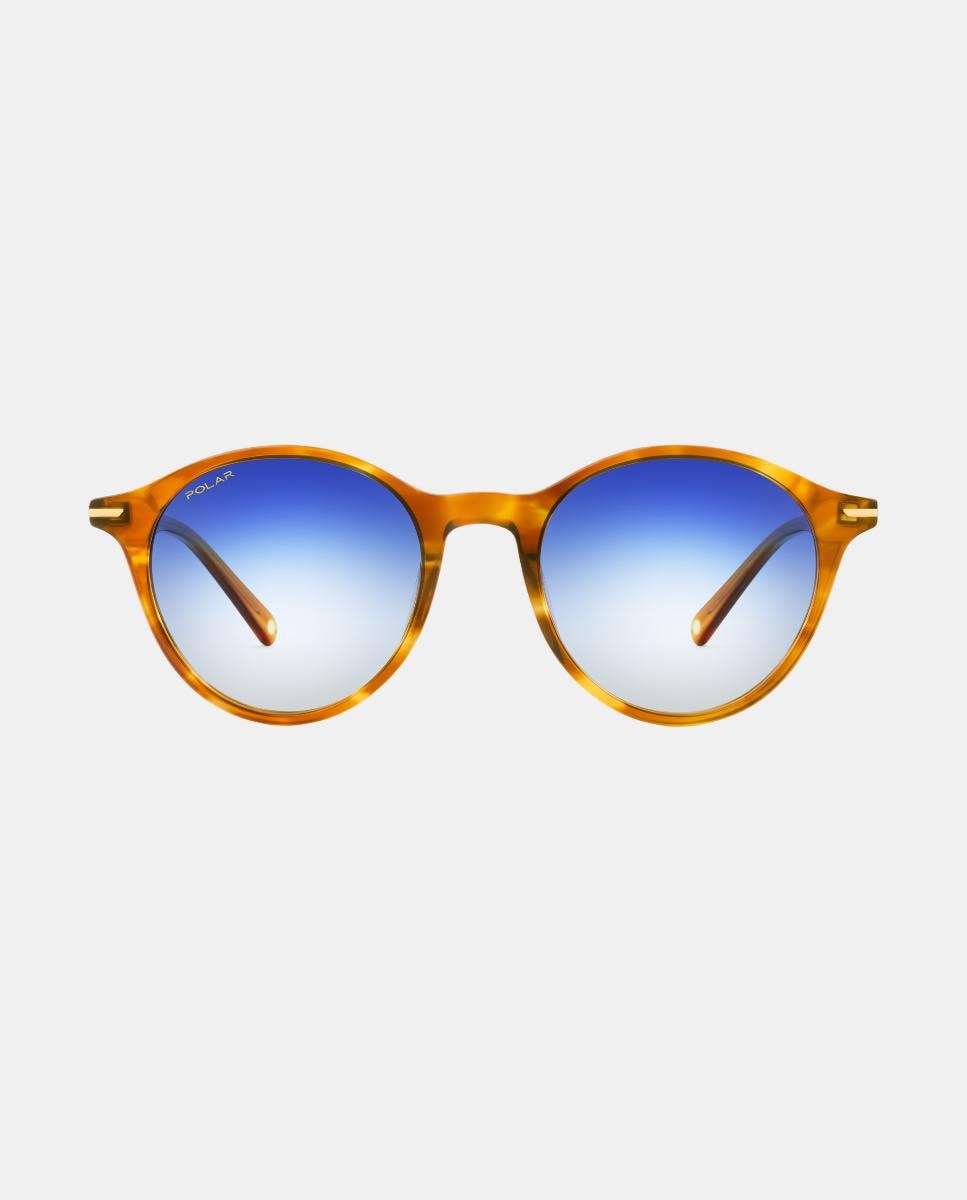 Imagen 0 de Gafa de sol unisex redonda en acetato con lente polarizada Marrón