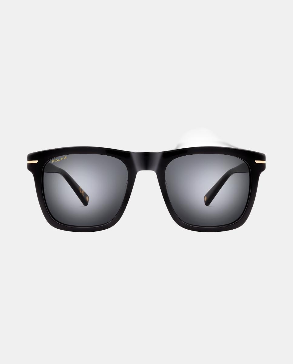 Gafa de sol de hombre cuadrada en acetato con lente polarizada - Negro Negro-1
