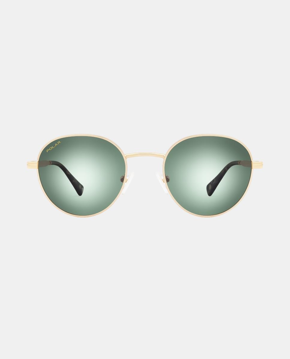 Imagen 0 de Gafa de sol unisex redonda en acero con lente polarizada Oro
