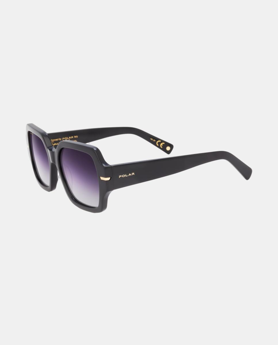 Gafa de sol de mujer cuadrada en acetato con lente polarizada - Negro Negro-2