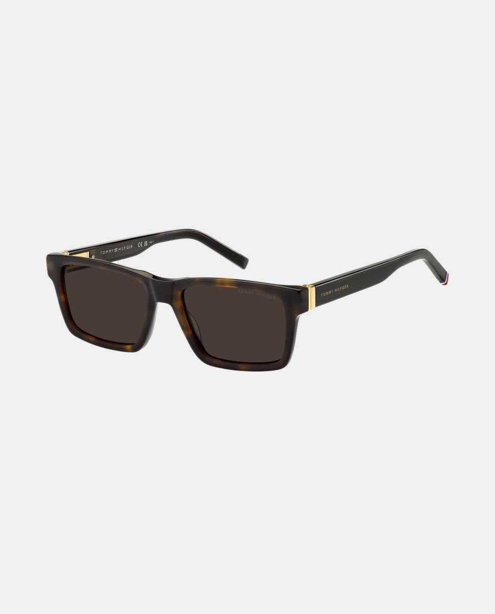 Gafa de sol de hombre rectangular en acetato - Tommy Hilfiger - Marrón Marrón-2