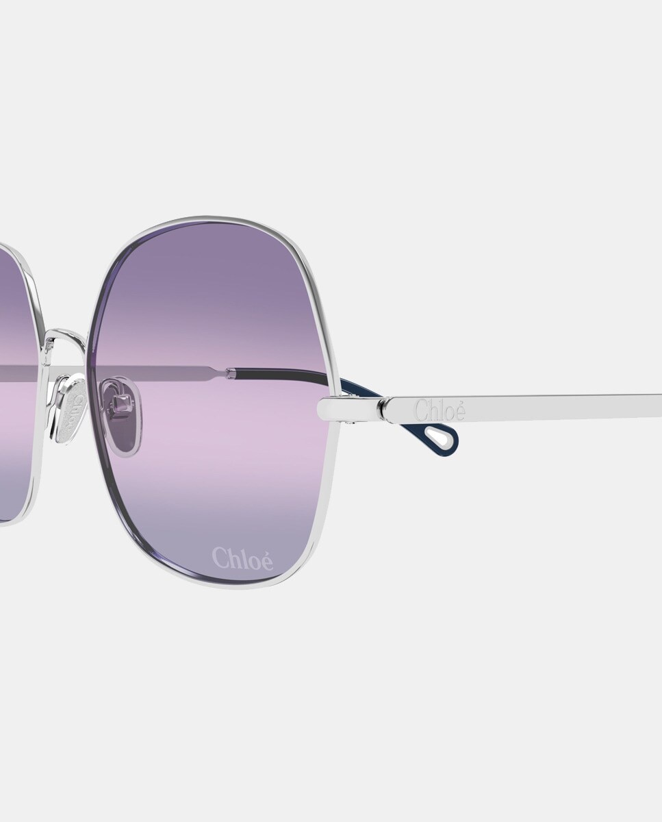 Imagen 3 de Gafa de sol de mujer rectangular metalica con lente degradada - Chloé - Oro Oro