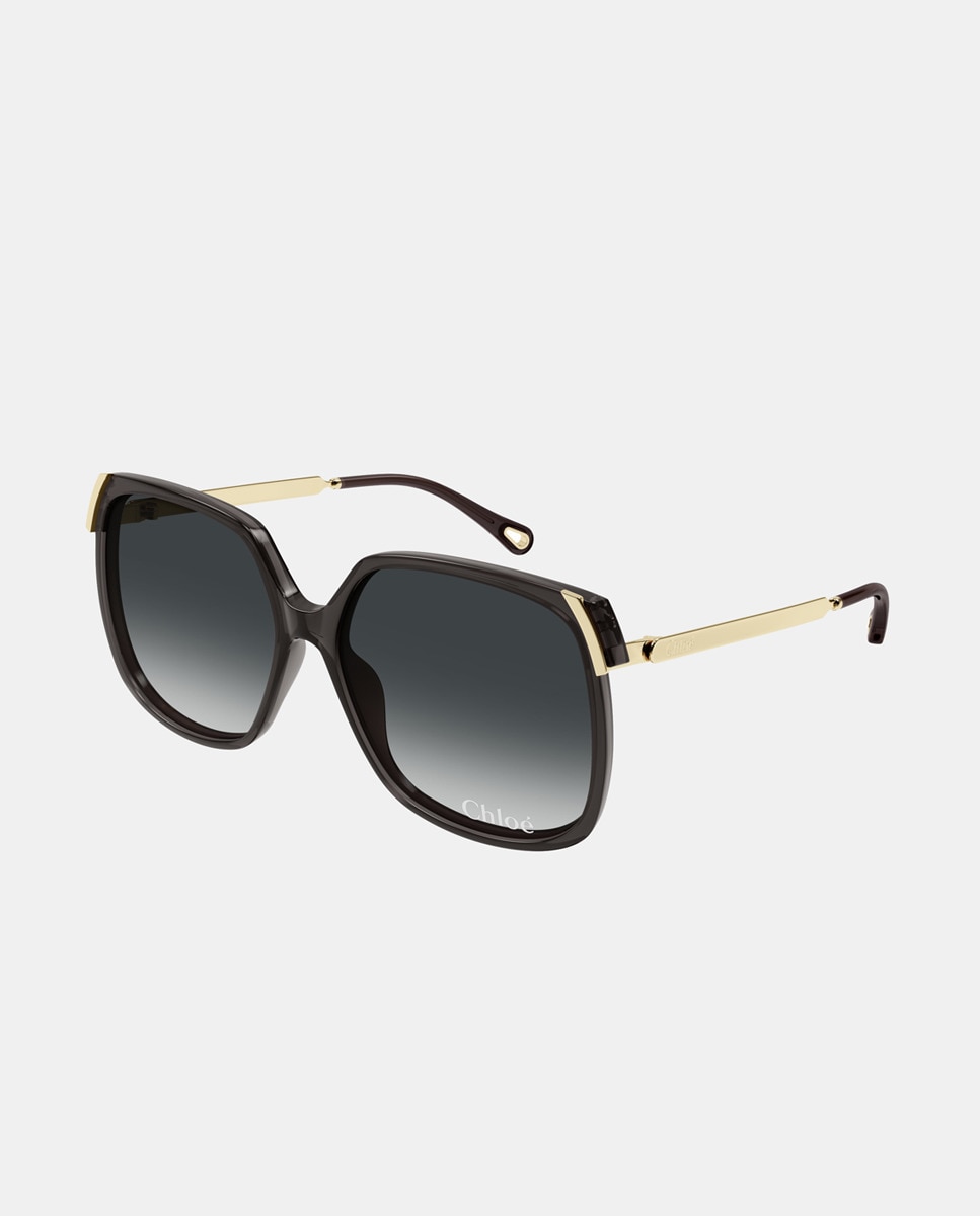 Imagen 0 de Gafa de sol de mujer rectangular en acetato reciclado con lente degradada Marrón