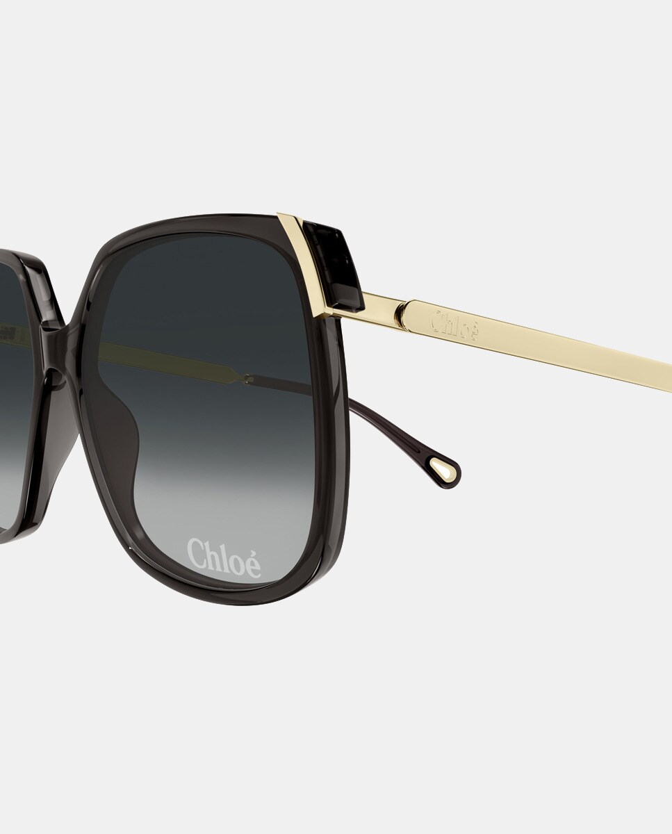 Gafa de sol de mujer rectangular en acetato reciclado con lente degradada - Chloé - Marrón Marrón-3