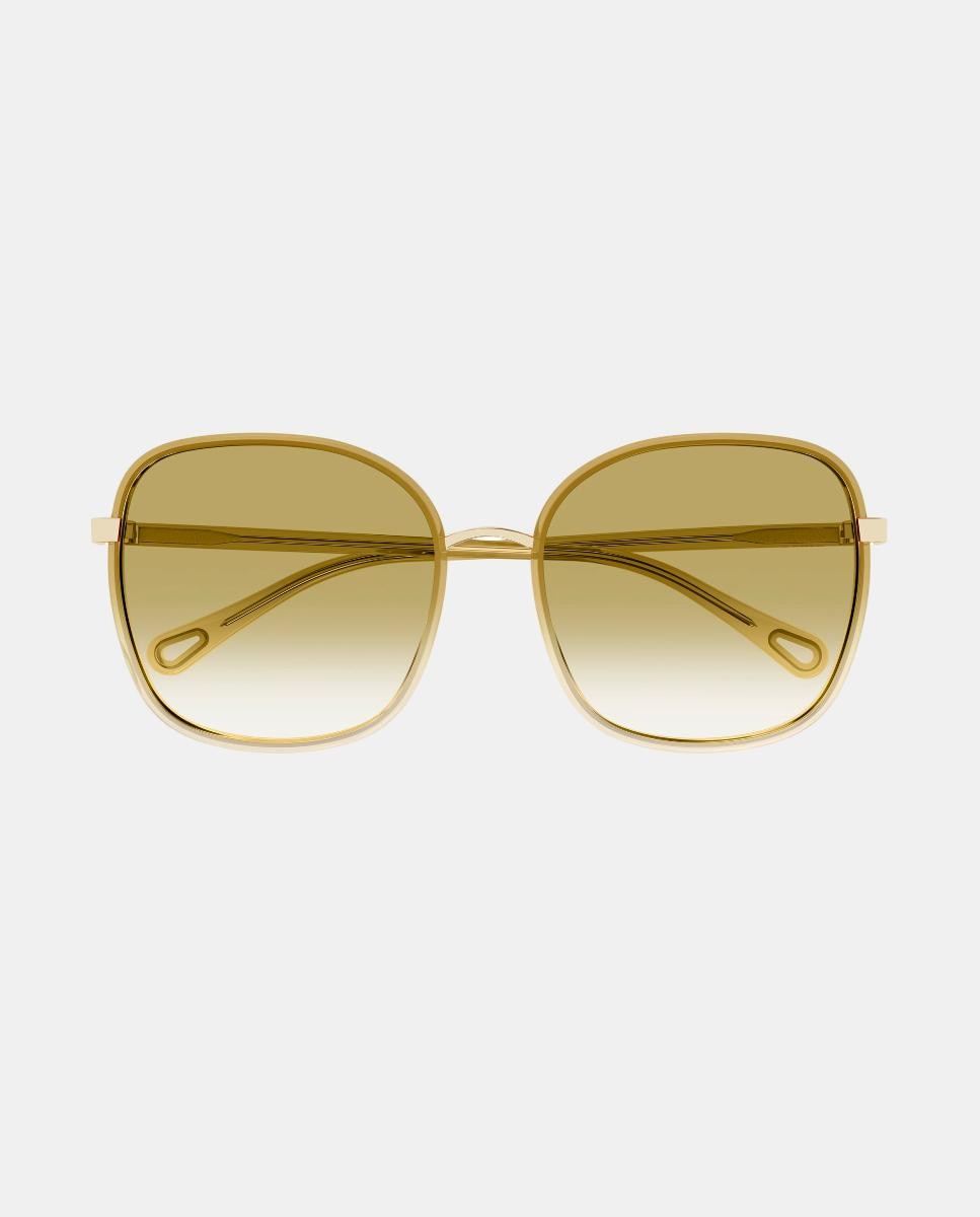 Óculos de Sol Retangular Injetados com Lentes Degradadas Bege Bege-2