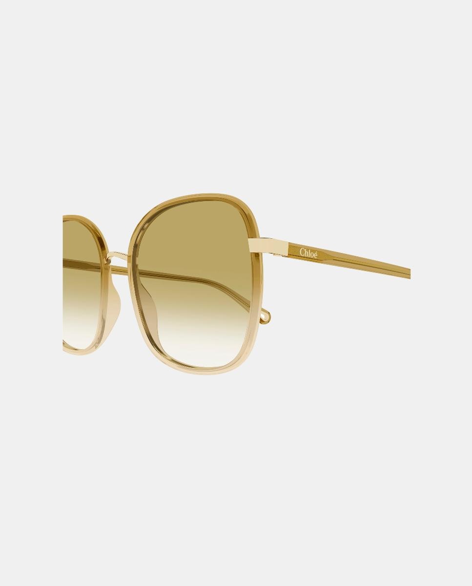 Óculos de Sol Retangular Injetados com Lentes Degradadas Bege Bege-3
