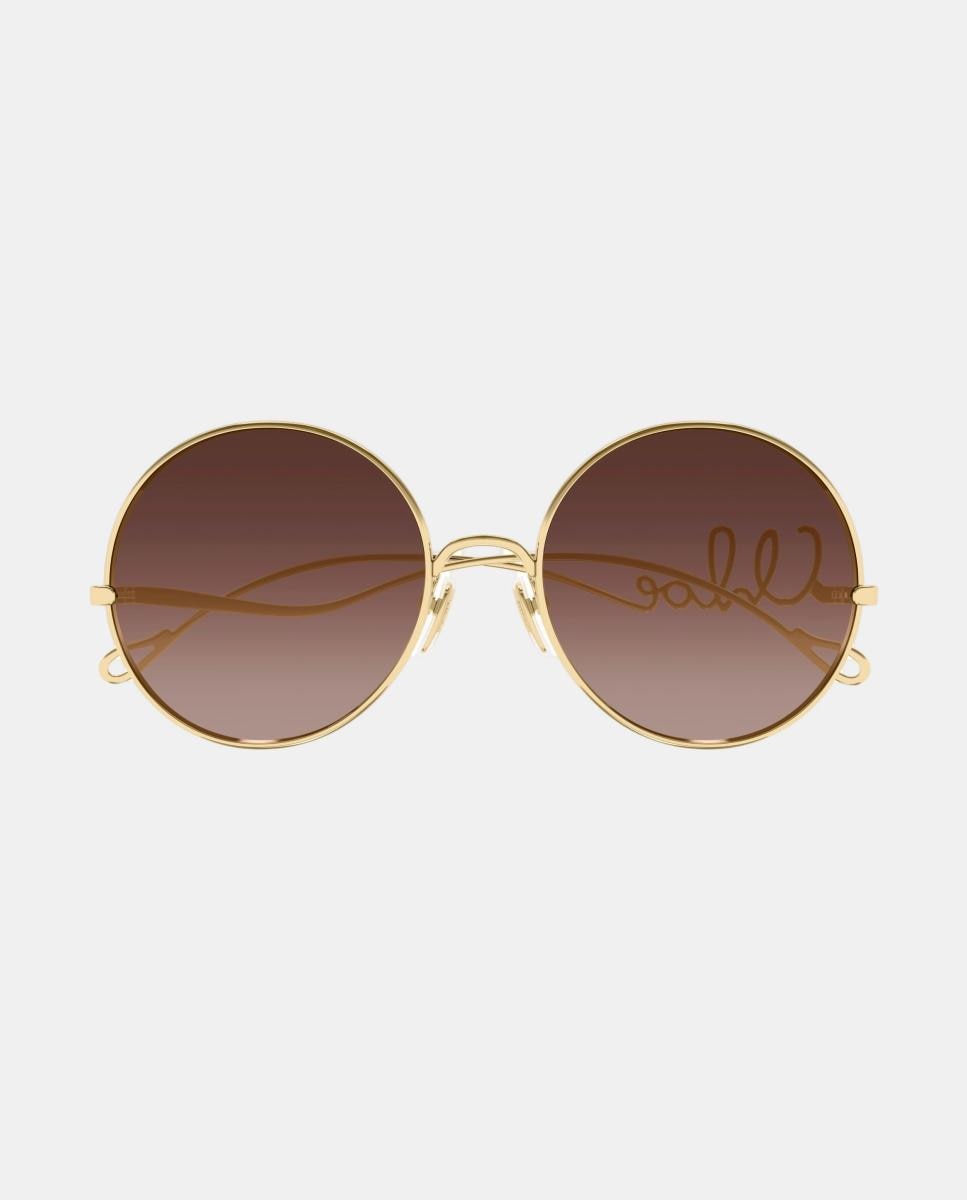 Gafa de sol de mujer ovalada metalica con lente degradada Oro Chloé Oro-2