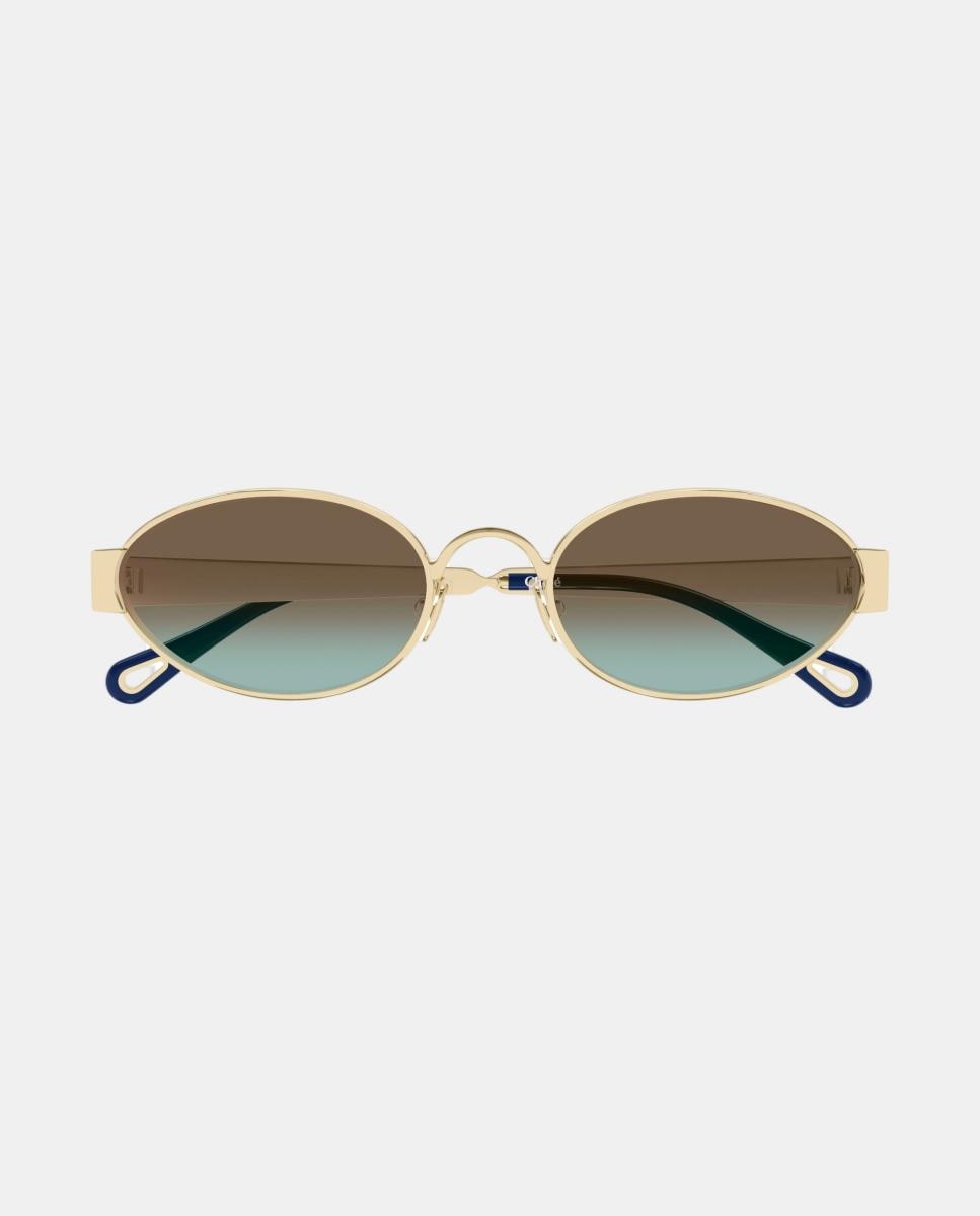 Gafa de sol de mujer ovalada metalica con lente degradada Oro Chloé Oro-2