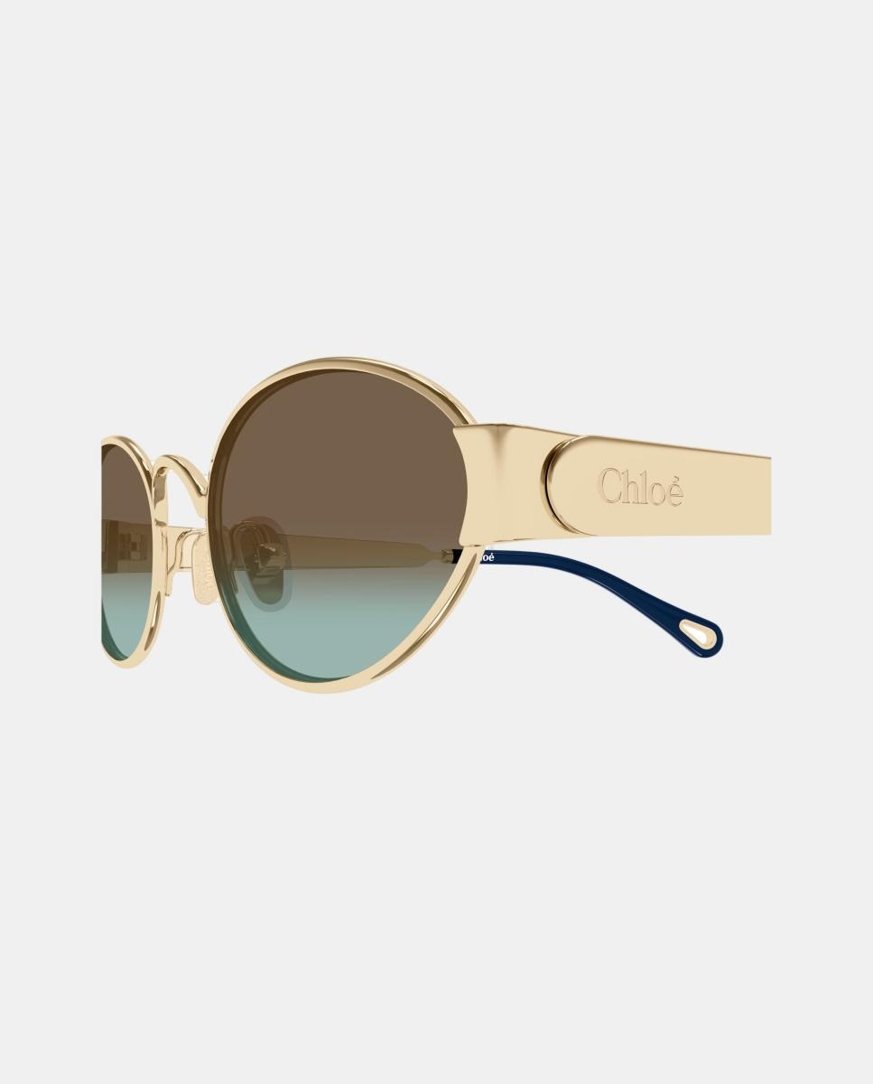 Gafa de sol de mujer ovalada metalica con lente degradada Oro Chloé Oro-3