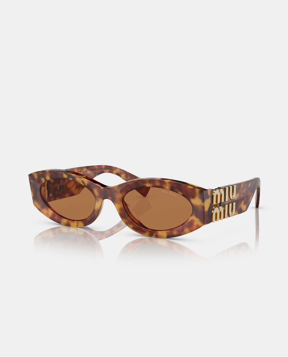 Gafas de sol MU 11WSMU 11WS de mujer ovalada en acetato - Miu Miu - Marrón Marrón-2