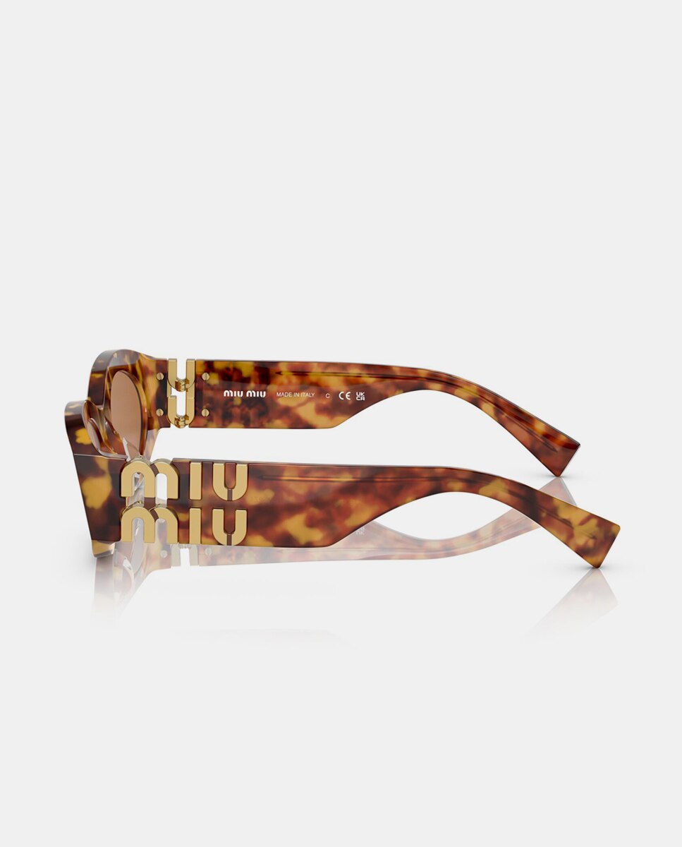 Gafas de sol MU 11WSMU 11WS de mujer ovalada en acetato - Miu Miu - Marrón Marrón-3