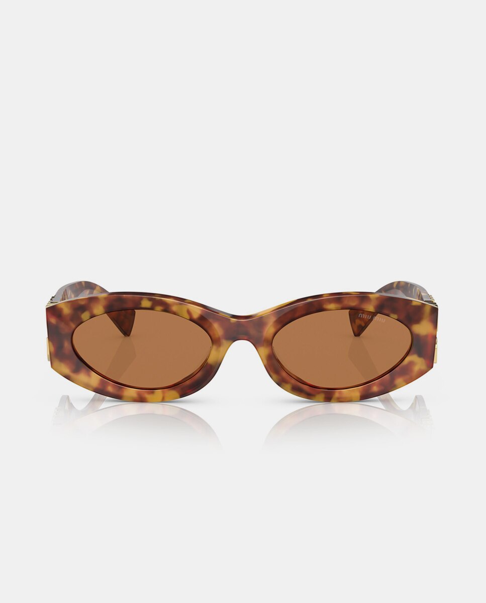 Gafas de sol MU 11WSMU 11WS de mujer ovalada en acetato - Miu Miu - Marrón Marrón-4