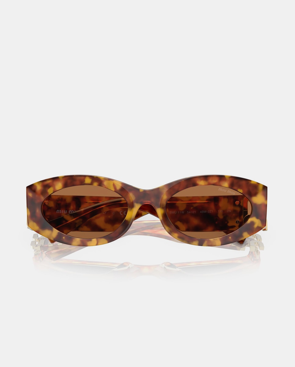 Gafas de sol MU 11WSMU 11WS de mujer ovalada en acetato - Miu Miu - Marrón Marrón-5