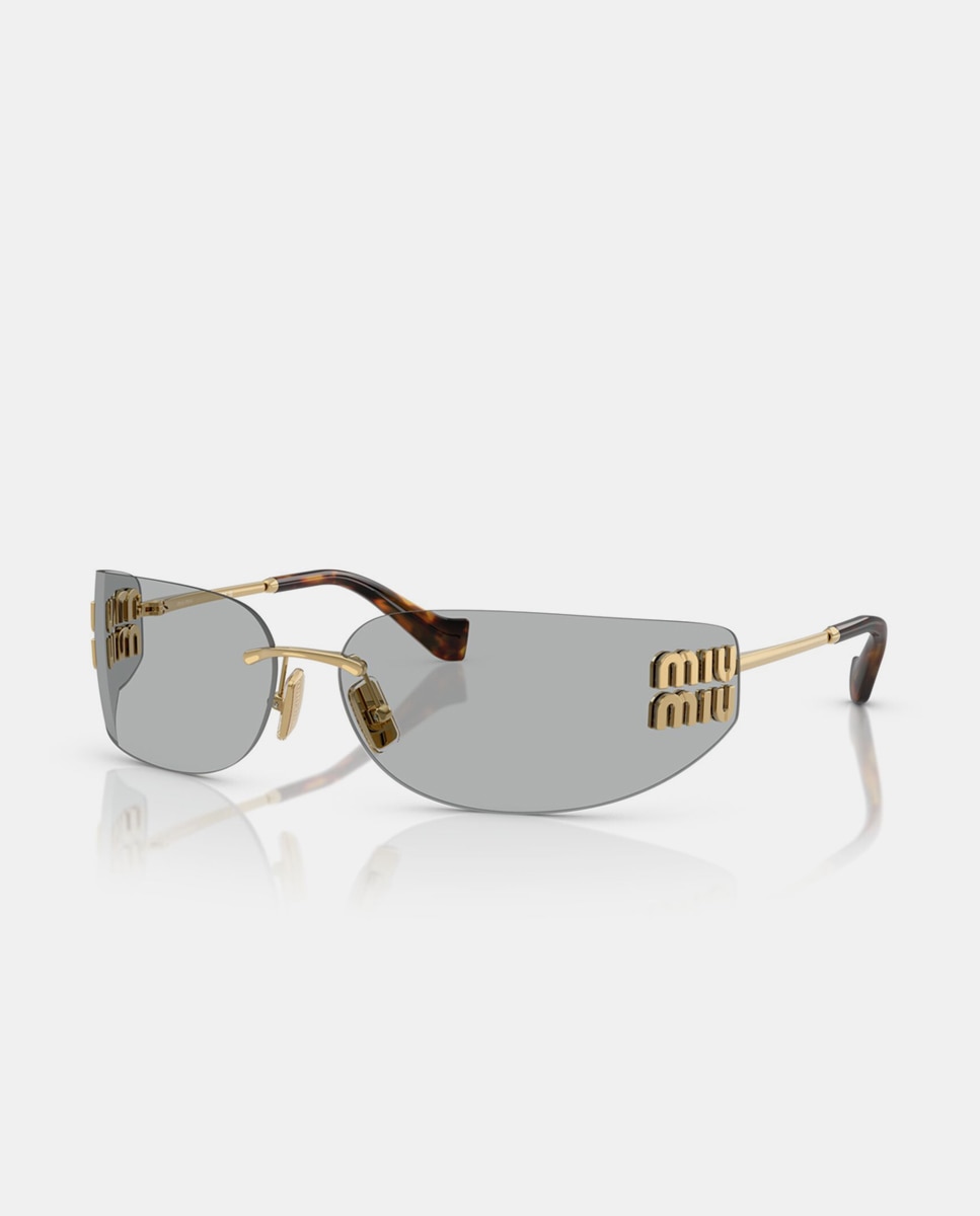 Imagen 2 de Gafas de sol MU A51S de mujer rectangular en metal - Miu Miu - Gold Gold