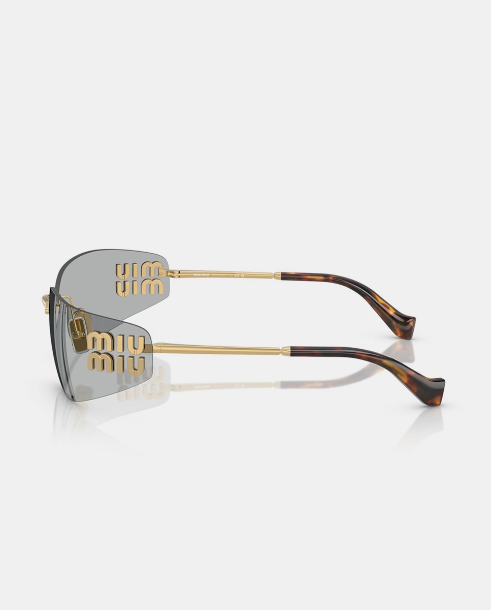 Imagen 3 de Gafas de sol MU A51S de mujer rectangular en metal - Miu Miu - Gold Gold