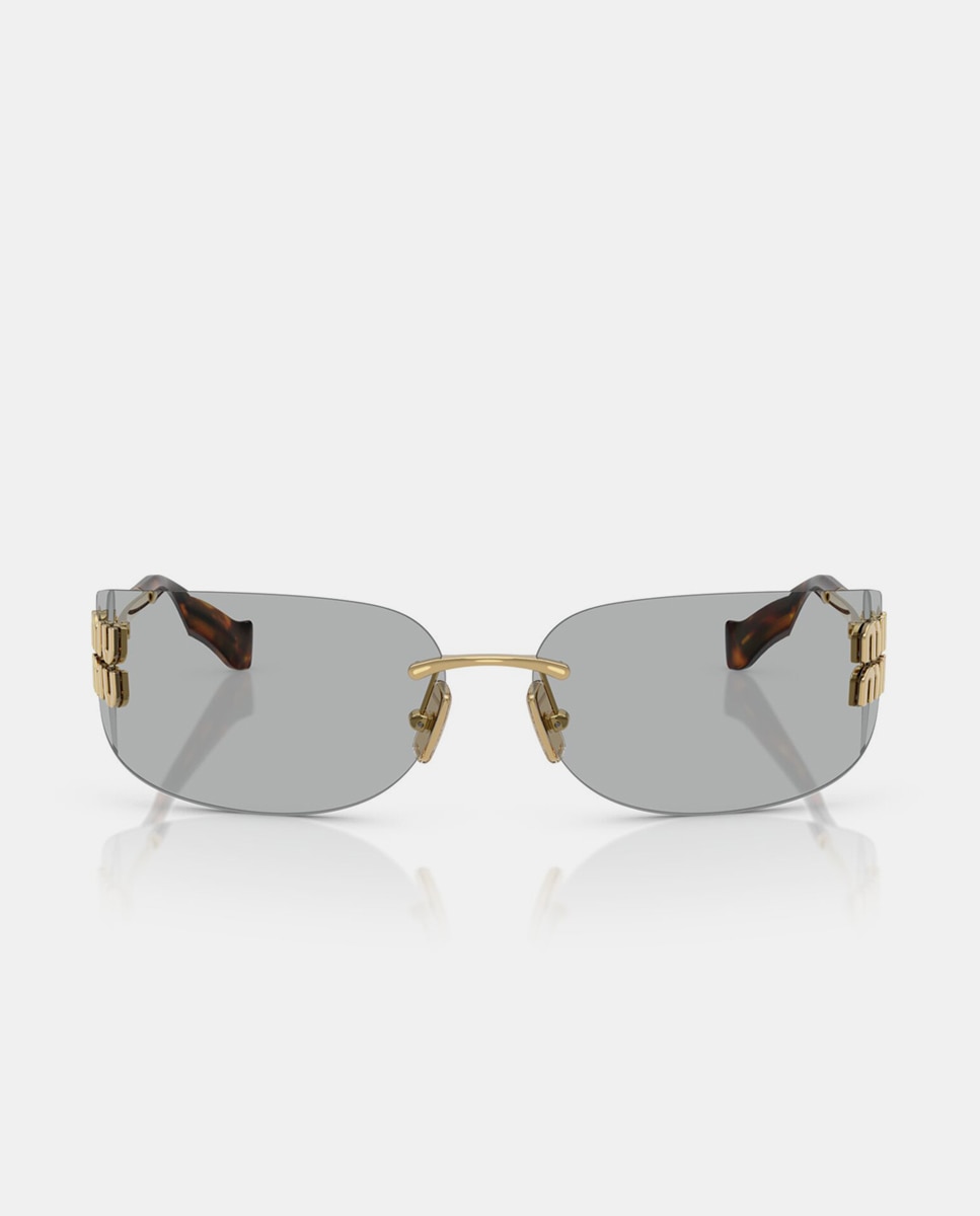 Imagen 4 de Gafas de sol MU A51S de mujer rectangular en metal - Miu Miu - Gold Gold