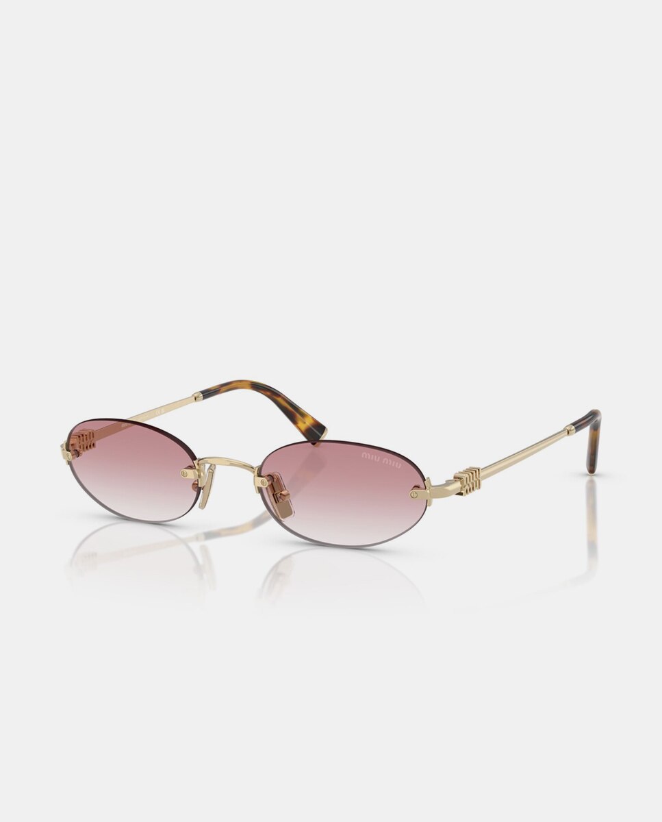Gafas de sol MU A54S de mujer ovalada en metal con lente degradada - Miu Miu - Oro Oro-2