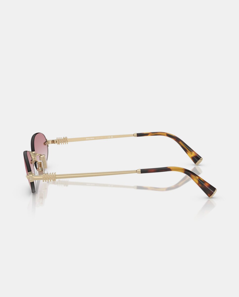 Gafas de sol MU A54S de mujer ovalada en metal con lente degradada - Miu Miu - Oro Oro-3