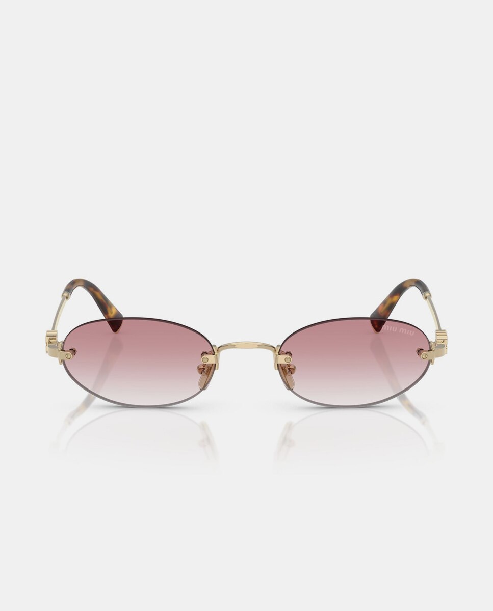 Gafas de sol MU A54S de mujer ovalada en metal con lente degradada - Miu Miu - Oro Oro-4