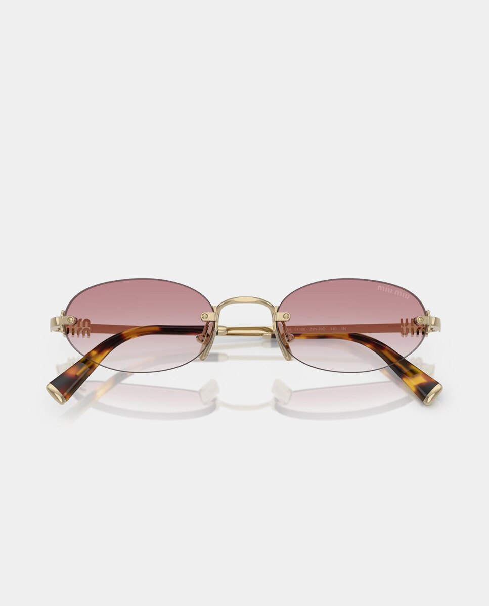 Gafas de sol MU A54S de mujer ovalada en metal con lente degradada - Miu Miu - Oro Oro-5