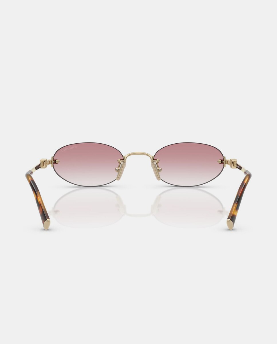 Gafas de sol MU A54S de mujer ovalada en metal con lente degradada - Miu Miu - Oro Oro-6