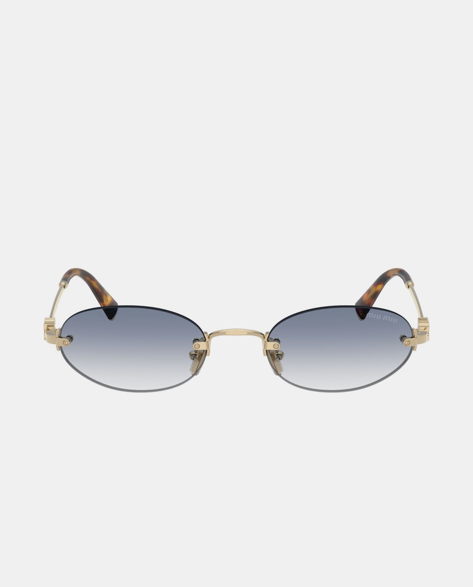 Gafas de sol MU A54S de mujer ovalada en metal con lente degradada - Miu Miu - Oro Oro-1