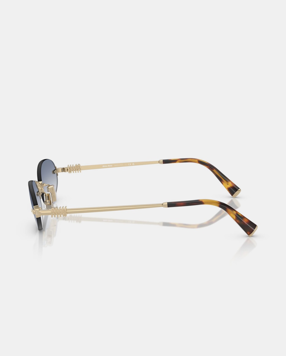 Gafas de sol MU A54S de mujer ovalada en metal con lente degradada - Miu Miu - Oro Oro-3