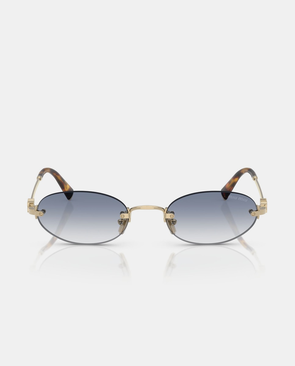 Gafas de sol MU A54S de mujer ovalada en metal con lente degradada - Miu Miu - Oro Oro-4