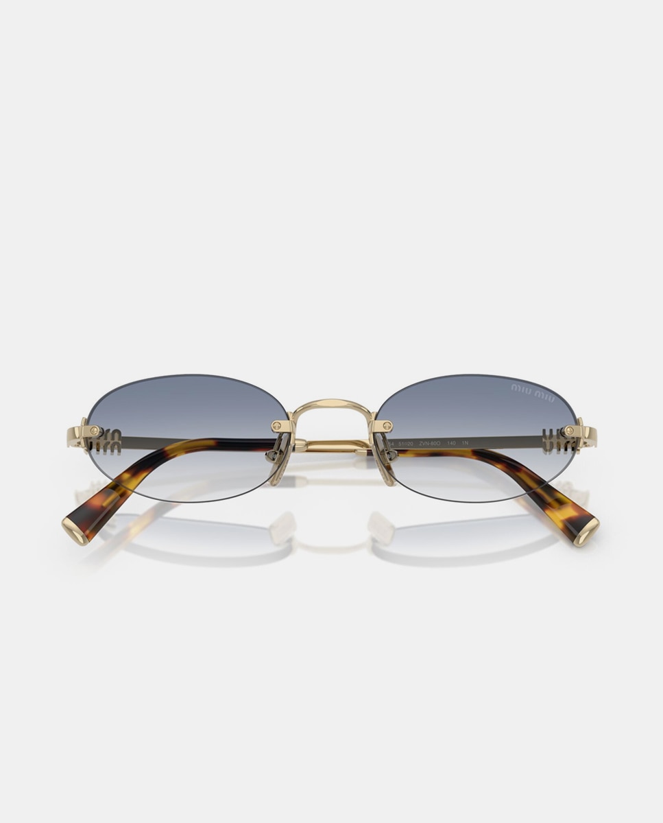 Gafas de sol MU A54S de mujer ovalada en metal con lente degradada - Miu Miu - Oro Oro-5
