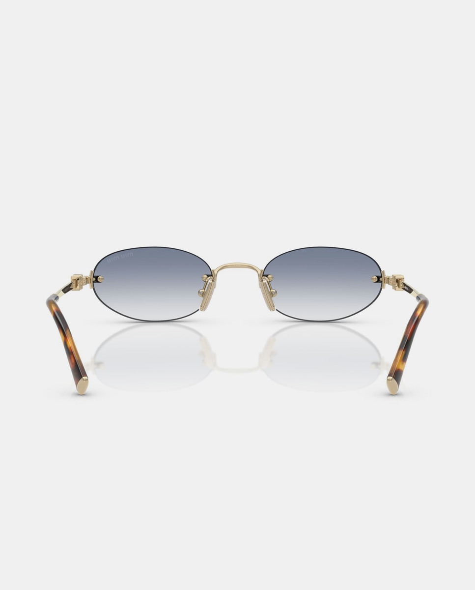 Gafas de sol MU A54S de mujer ovalada en metal con lente degradada - Miu Miu - Oro Oro-6