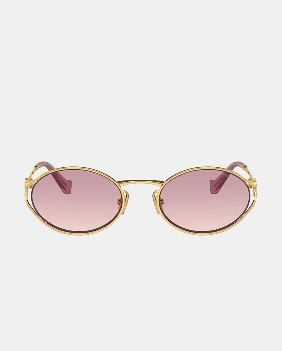 Imagen 1 de Gafas de sol MU 52YS de mujer ovalada en metal con lente degradada - Miu Miu - Oro Oro