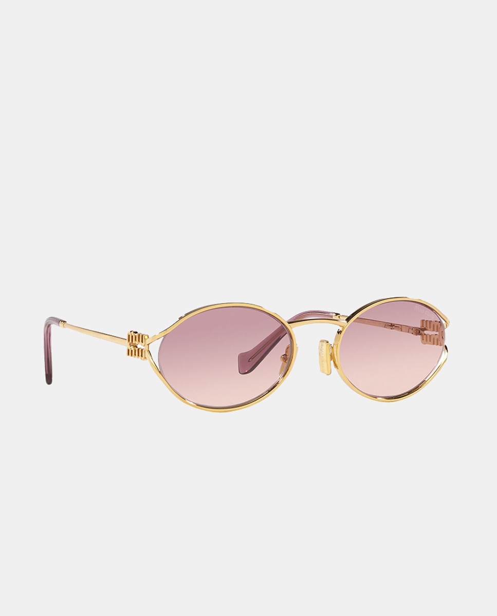 Imagen 2 de Gafas de sol MU 52YS de mujer ovalada en metal con lente degradada - Miu Miu - Oro Oro