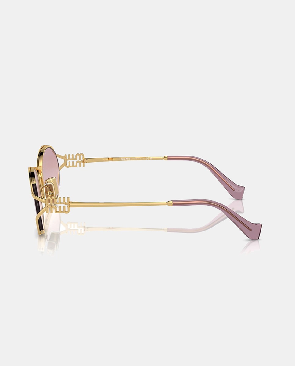 Imagen 4 de Gafas de sol MU 52YS de mujer ovalada en metal con lente degradada - Miu Miu - Oro Oro