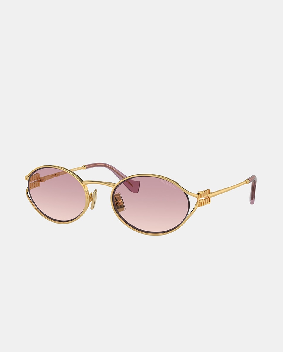 Imagen 6 de Gafas de sol MU 52YS de mujer ovalada en metal con lente degradada - Miu Miu - Oro Oro