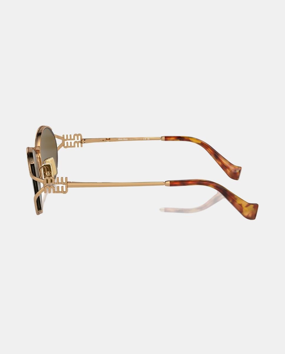 Gafas de sol MU 52YS de mujer ovalada en metal - Miu Miu - Marrón Marrón-3