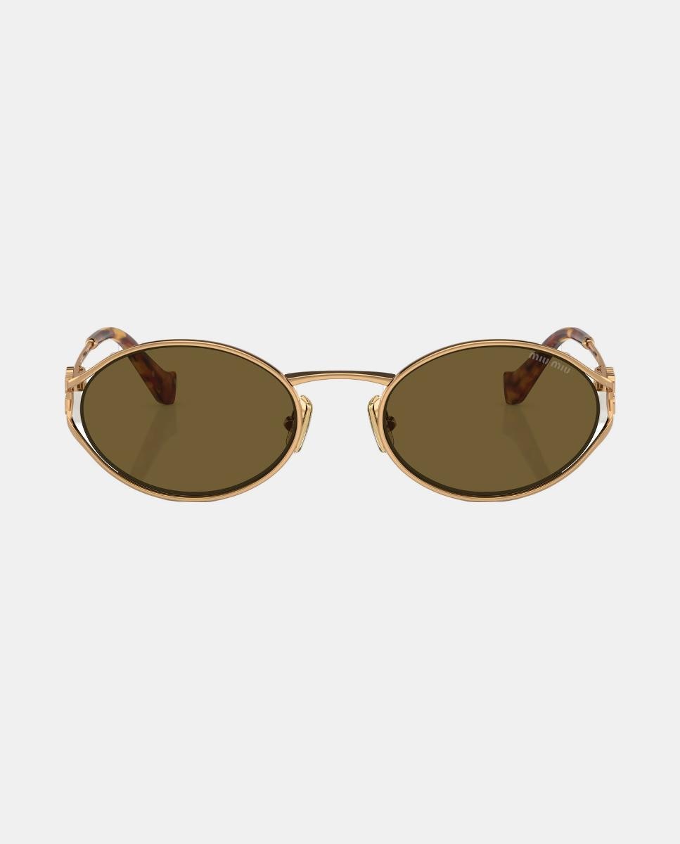 Gafas de sol MU 52YS de mujer ovalada en metal - Miu Miu - Marrón Marrón-4