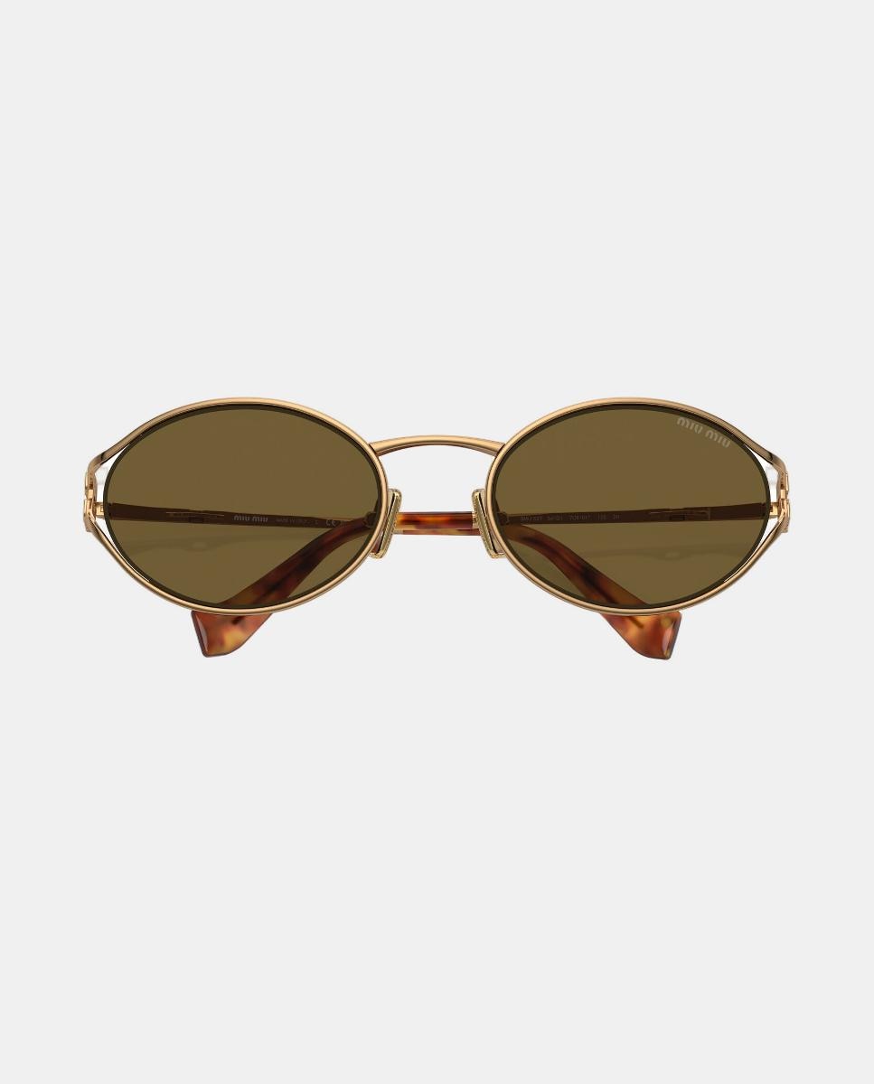 Gafas de sol MU 52YS de mujer ovalada en metal - Miu Miu - Marrón Marrón-5