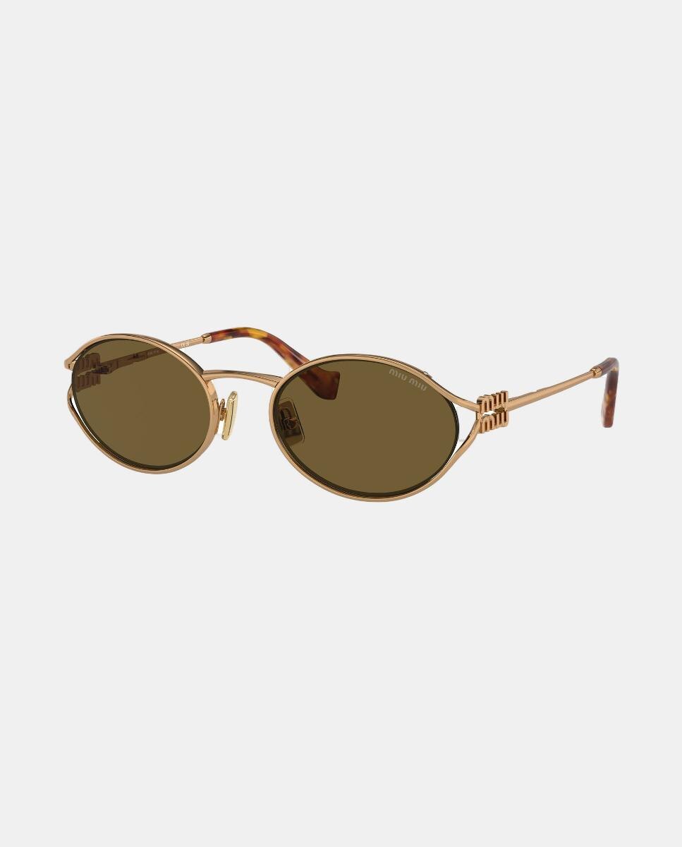 Gafas de sol MU 52YS de mujer ovalada en metal - Miu Miu - Marrón Marrón-7