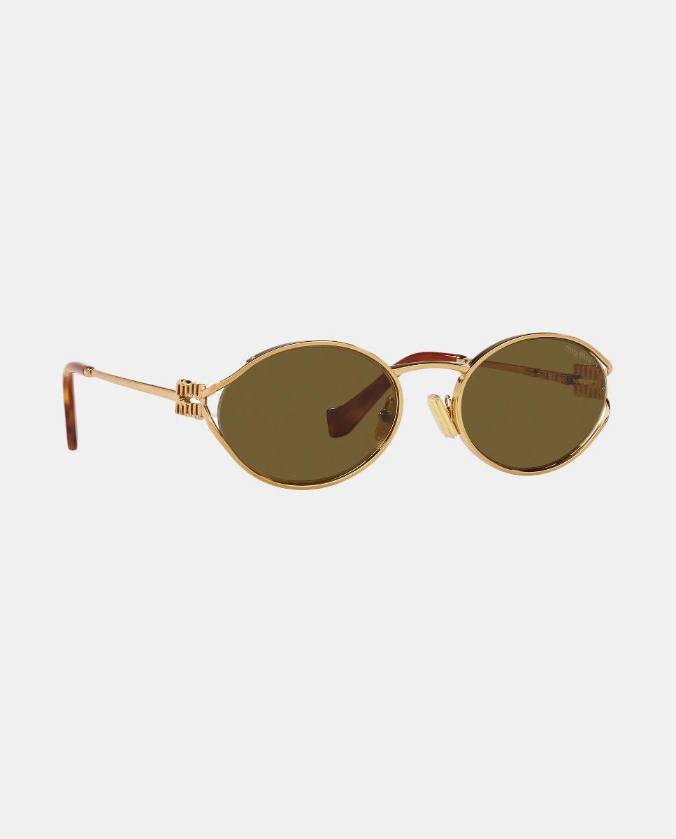 Gafas de sol MU 52YS de mujer ovalada en metal - Miu Miu - Marrón Marrón-8