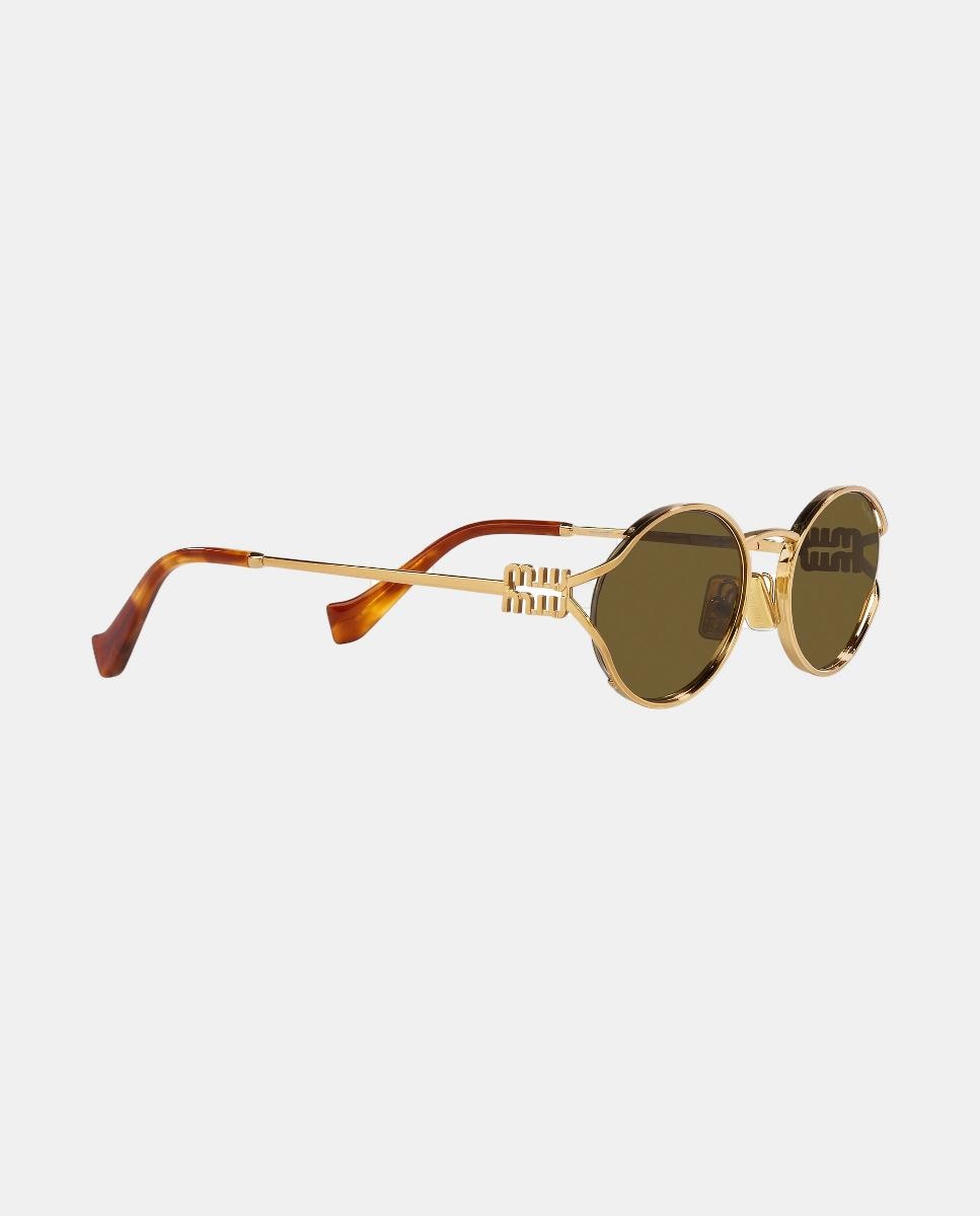 Gafas de sol MU 52YS de mujer ovalada en metal - Miu Miu - Marrón Marrón-9