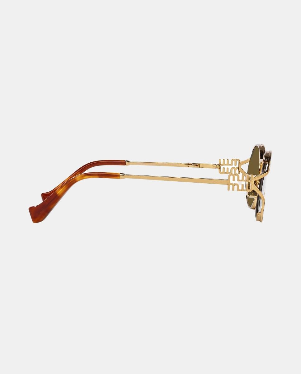 Gafas de sol MU 52YS de mujer ovalada en metal - Miu Miu - Marrón Marrón-10