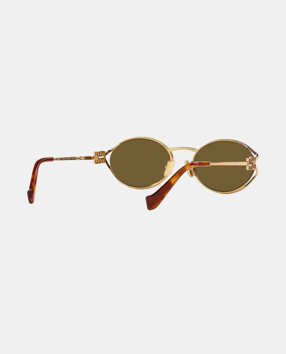 Gafas de sol MU 52YS de mujer ovalada en metal - Miu Miu - Marrón Marrón-12